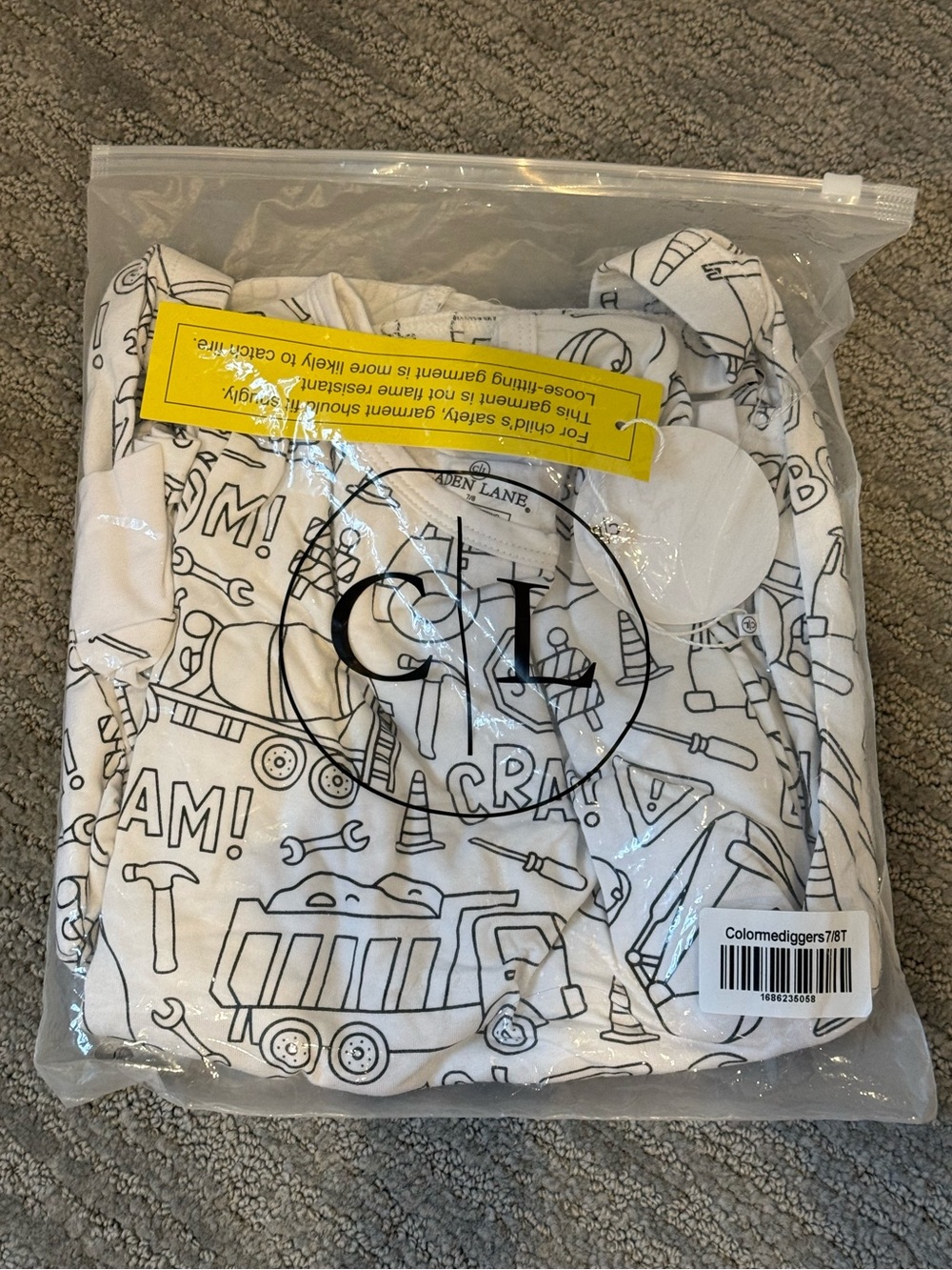 Brand New Caden Lane Color Me Diggers Boys Pajamas Size  7/8